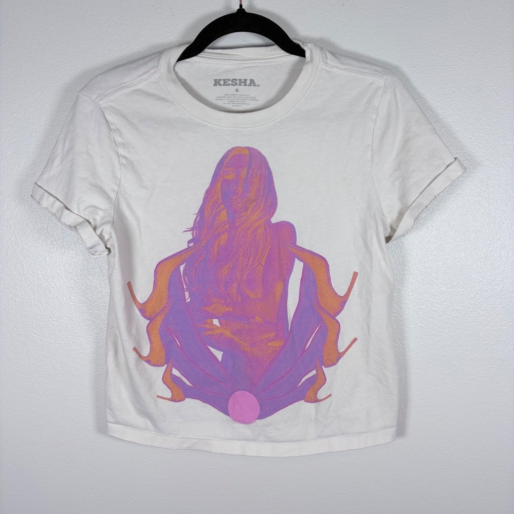 Kesha‎ Rainbow Tour Concert T-Shirt White Graphic Tour Dates Womens Small S